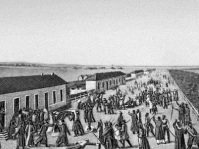 Холерный бунт в Новгородском военном поселении. Иллюстрация: med.wikireading.ru Холерный бунт в Новгородском военном поселении. Иллюстрация: med.wikireading.ru